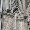 The architecturally highly impressive exterior facade of Orvieto Cathedral
