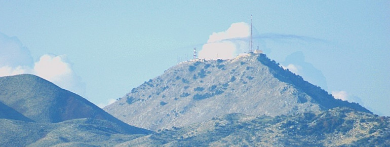 View on Pantokrator Mountain from the sea (eastern side of the island)