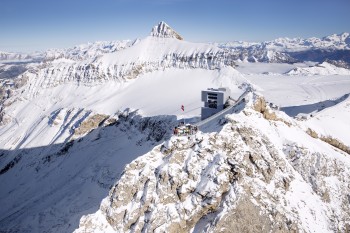 View Point at Scex Rouge, Glacier 3000, in Switzerland with its attraction Peak Walk by Tissot.