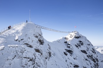 The suspension bridge connects the View Point at Scex Rouge with the Scex Rouge Peak.
