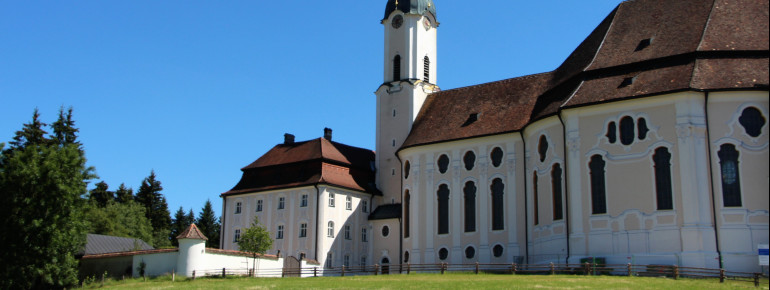 The Wieskirche near Steingaden is an important pilgrimage church.