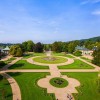 The extensive park invites visitors to stroll around and enjoy its artistic garden architecture and old trees.