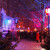 Pink lights illuminate the gay Christmas Market at Stephansplatz in Munich.