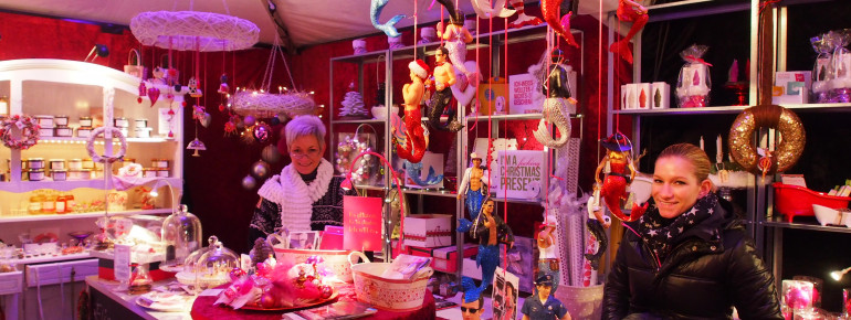 Traditional as well as extravagant goods are on offer inside the elegant white tents.