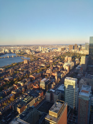 You can see Boston's neighborhoods Back Bay and Beacon Hill from here as well as Charles River and the Boston Common.