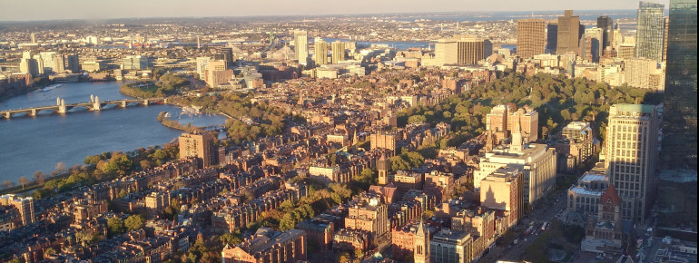 You can see Boston's neighborhoods Back Bay and Beacon Hill from here as well as Charles River and the Boston Common.