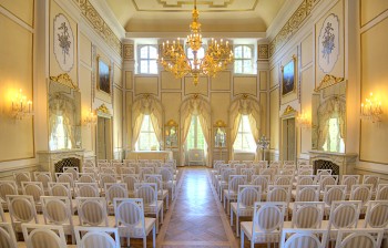 The festive Hall of Mirrors now serves as a concert and event venue with a special flair.