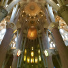 View of the stunning interior of the Sagrada Família in Barcelona.