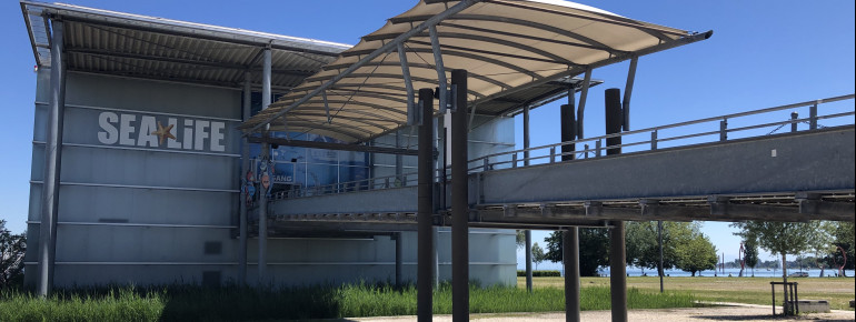 The aquarium is located directly on the shore of Lake Constance.
