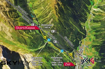 The route of Ischgl Skyfly.