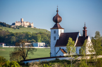 View of Spiš Castle and the church in Žehra, another UNESCO World Heritage Site.