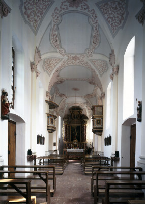 Glimpse into pilgrimage church St. Bartholomew's interior.