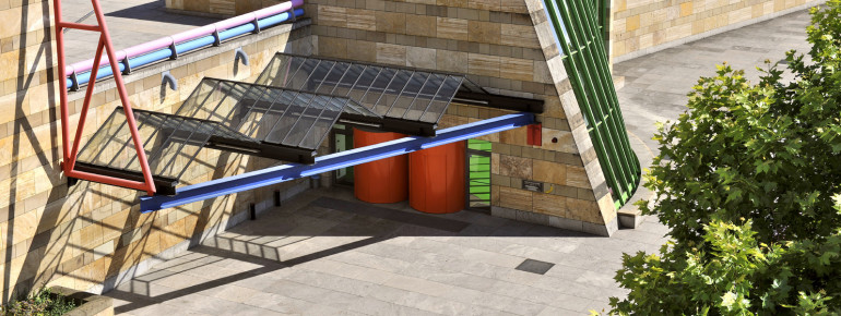 The futuristic Stirling structure is particularly striking.