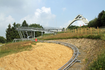 The start of the new toboggan run is directly at the ski jump.
