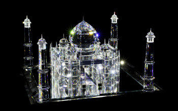 The crystal Taj Mahal stands in the FAMOS Chamber of Wonders.