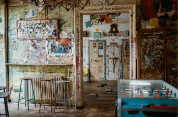 The bar is known for its unique and creative decoration.