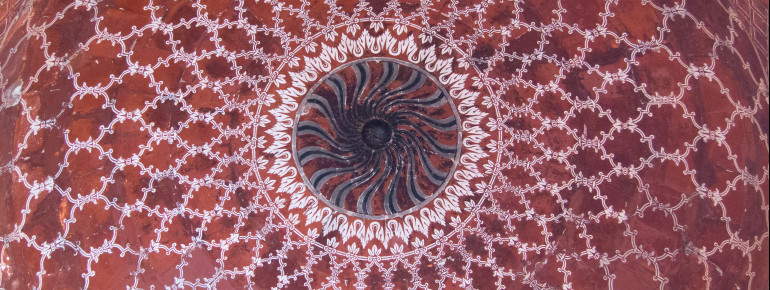 Decorations at the inside of Taj Mahal's dome.