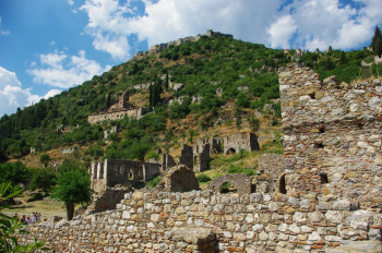 The castle of Mystras on top of the mountainside
