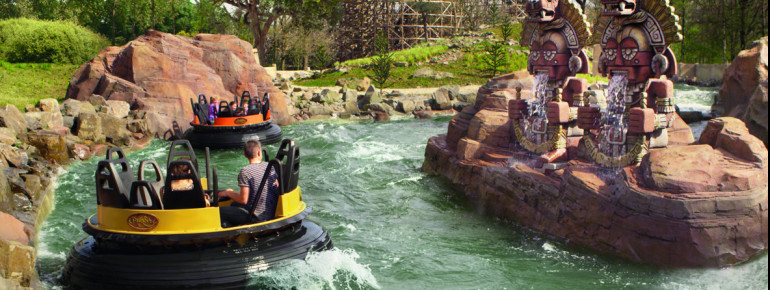 The wild water ride Piraña takes adventorous visitors through the Inca empire.