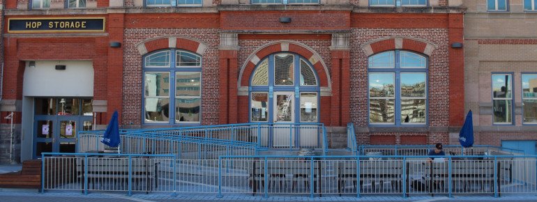 View of the entrance of the Tivoli Brewing Co. Tap House in Denver.