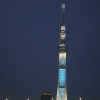 Tokyo Skytree at night: the illumination changes colour every two days.