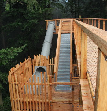 The slide is one of the adventure stations on the tree-top walk.
