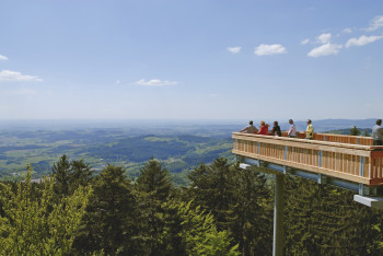 On the observation deck you have a view over the Bavarian Forest and the Danube Valley.
