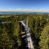 The Skywalk Allgäu consists of a 540m long suspension bridge construction supported by 14 steel masts.