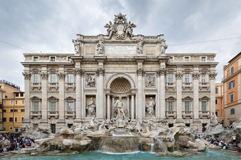 The front view of the Trevi Fountain