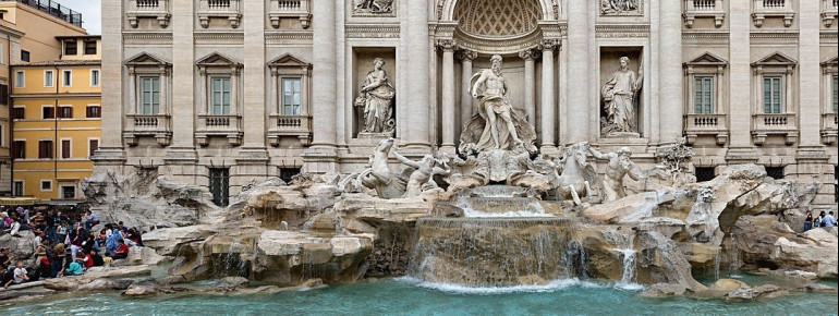 The front view of the Trevi Fountain