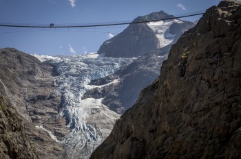 The Trift Bridge was built in response to the retreating glacier.
