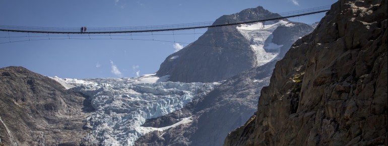 The Trift Bridge was built in response to the retreating glacier.