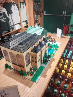 Replica of the distillery from the outside in the shop.