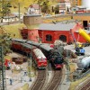 In some areas of the model train layout you can operate buttons and switches yourself.