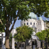 View of the Vienna Central Cemetery with the Charles Borromeo Church in the background.