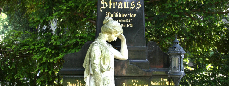 Grave of Josef Strauss at Vienna's Central Cemetery. Close to the cemetery's church, there are numerous honorary graves of composers, artists, and honorary citizens.