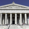The monument's architecture is modelled on a Greek temple.