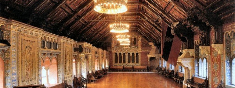 The Festssaal on the top floor features frescoes on the triumph of Christianity.