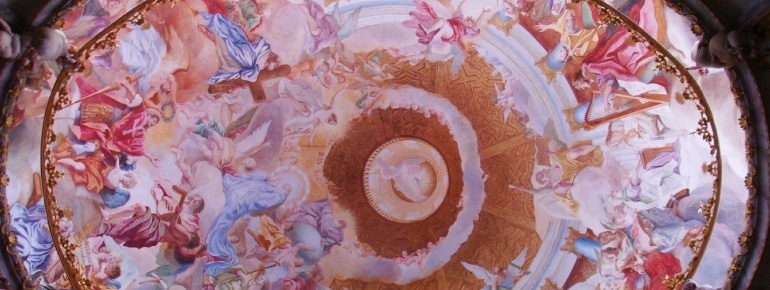 Unique ceiling fresco inside Weltenburg Abbey