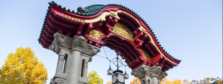 View of the Elefantentor at Zoo Berlin.