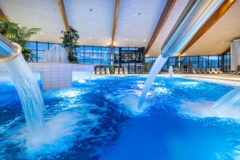 Jets and bubble features in the indoor area provide a relaxing variety.