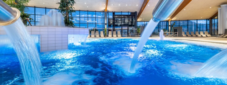 Jets and bubble features in the indoor area provide a relaxing variety.