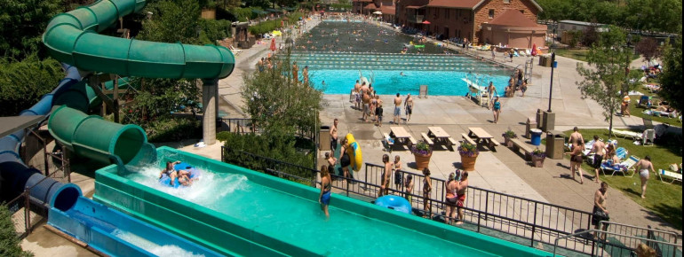 During summertime two waterslides are open
