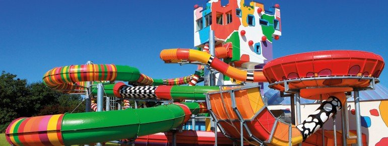 The colourful slides can be seen from afar.