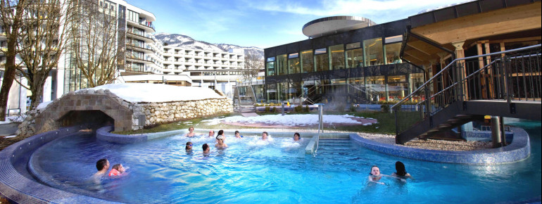 The outdoor area of the spa is also open in winter