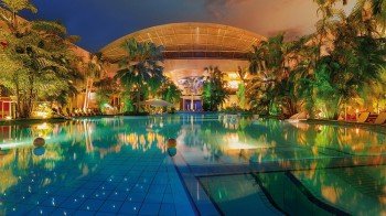 The champagne pool in the VitalTherme & Saunas is a nude bathing area.