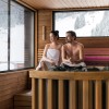 Sauna with a view: In the Felsentherme, warmth meets the vast mountain landscape.