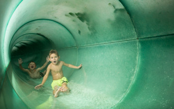 The spa also offers a water slide