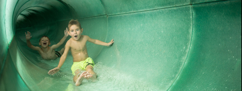 The spa also offers a water slide