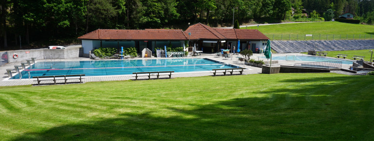 Liegewiese mit Blick auf Becken